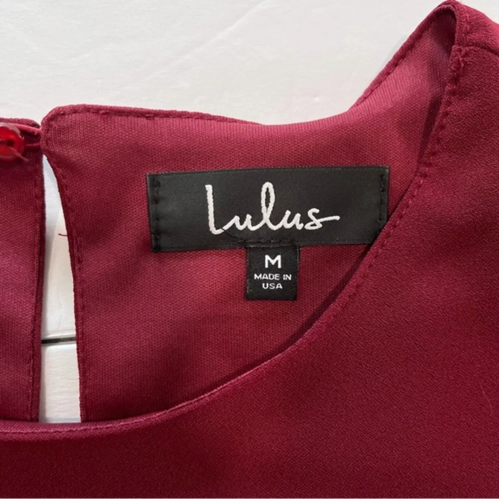 Lulus Last Love Song Burgundy Tie Waist‎ 3/4 Bell Sleeve Dress MEDIUM